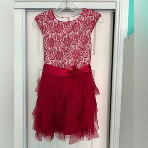 Jona Michelle Red Floral Lace Dress
